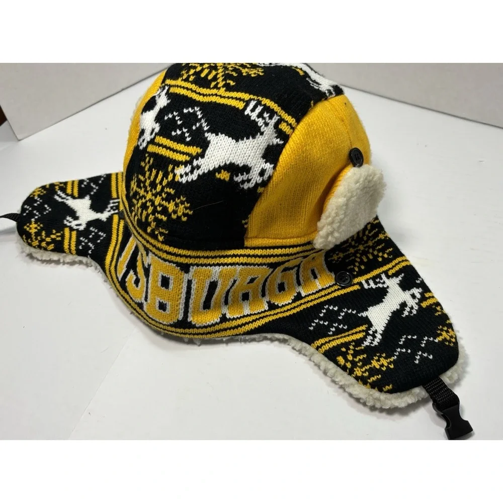 Pittsburgh Trapper Hat Quilted /Sherpa Lined Winter Cap Pirates Steelers Colors‎